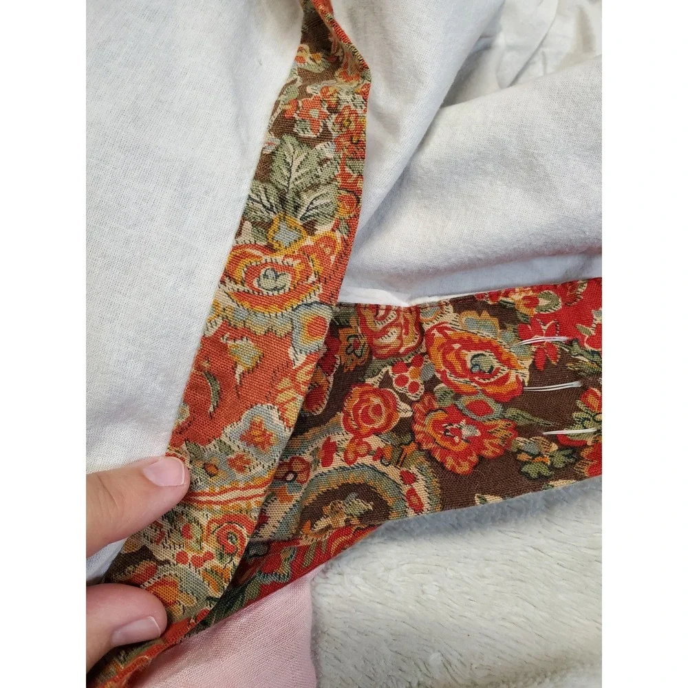 Pottery Barn Carrie Red Brown Paisley Floral Linen Blend Home Pair Curtain 50x84